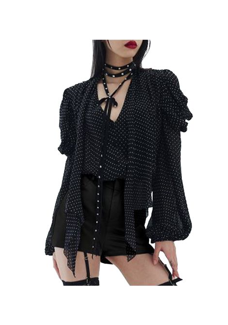 Camicia Aniye by donna Lily 185613 Nera stampa a pois all over collo a foulard maniche a palloncino Aniye by | Camicia | 1856131898
